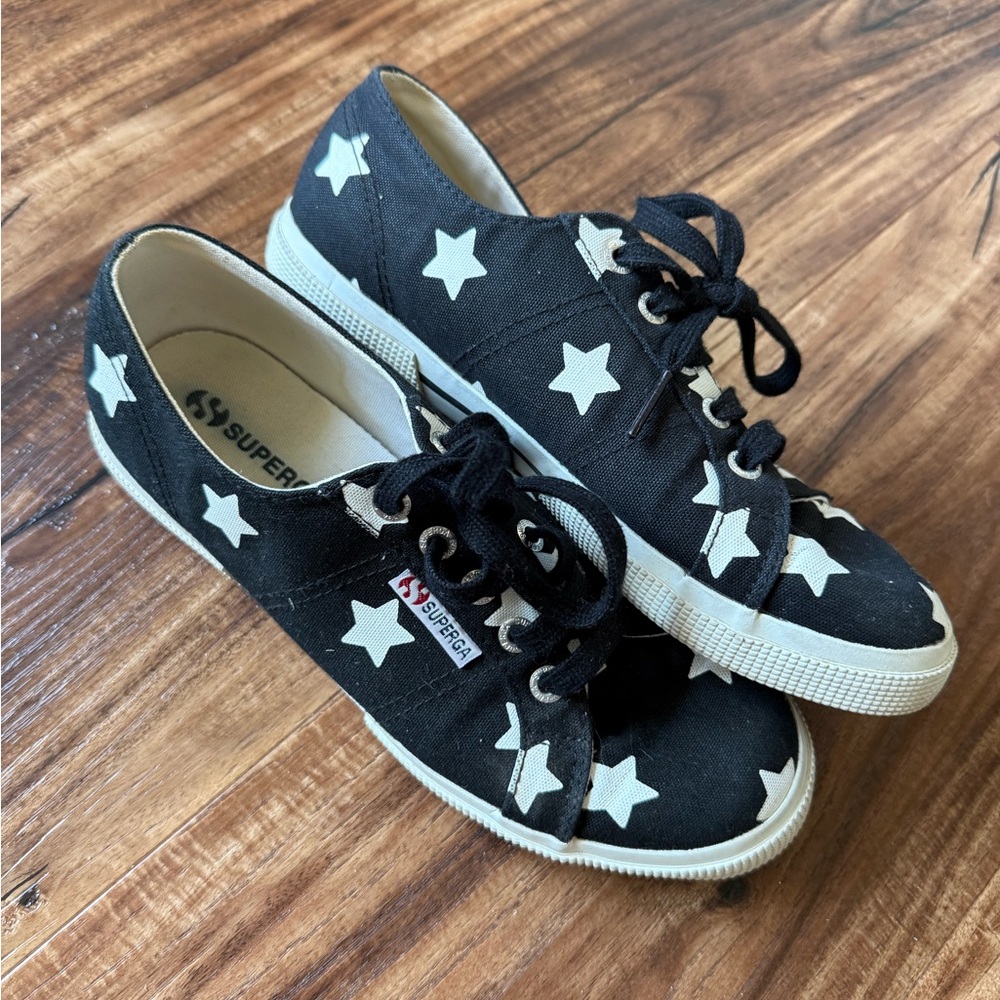 Superga Sneakers Black With White Stars